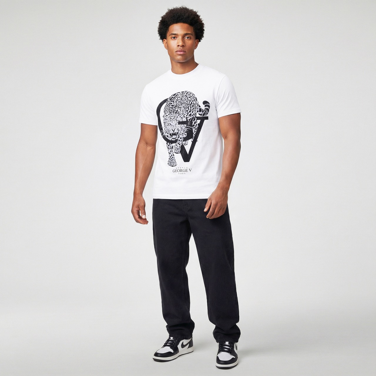 T-shirt George V "Crystal Leopard" — Blanc