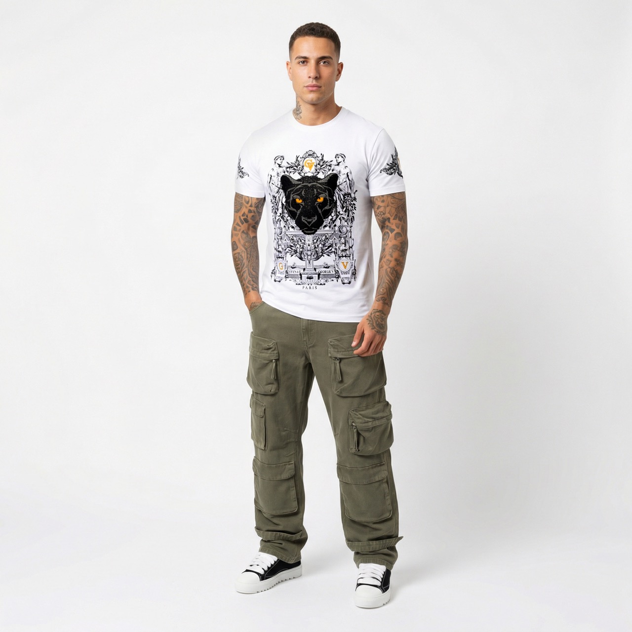 T-shirt George V "Royal Black Panther" — Blanc