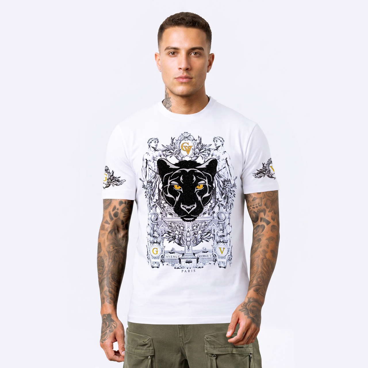 T-shirt George V "Royal Black Panther" — Blanc