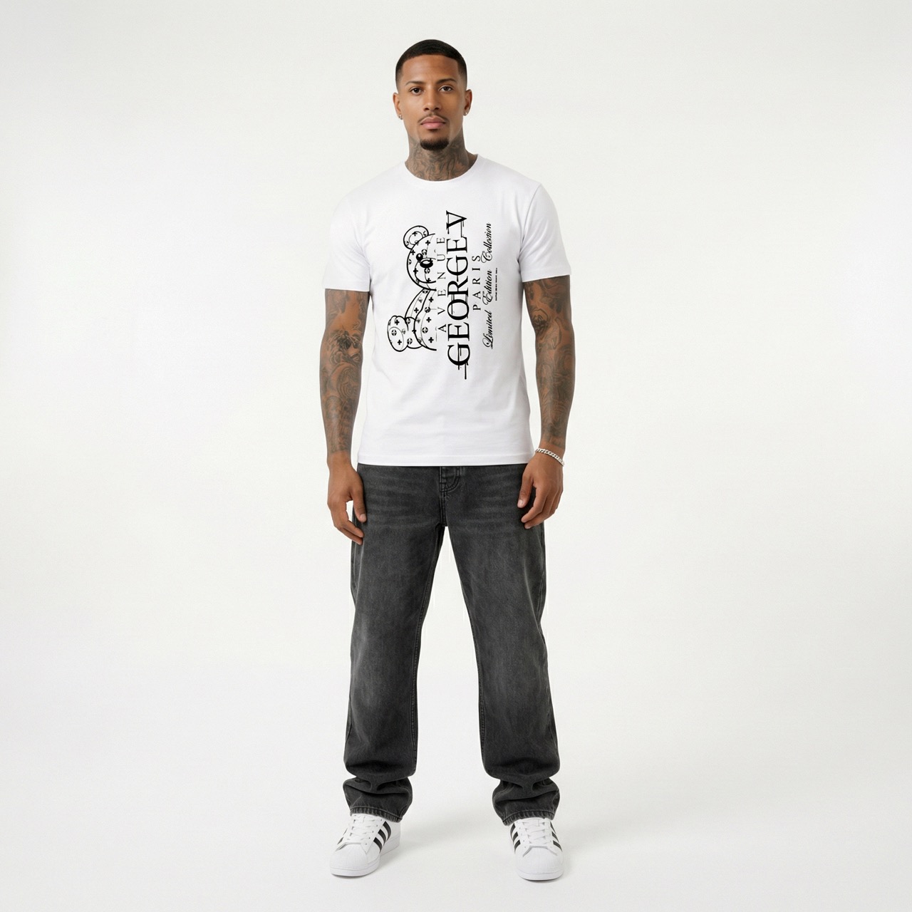 T-shirt George V "Bear Monogram — Blanc