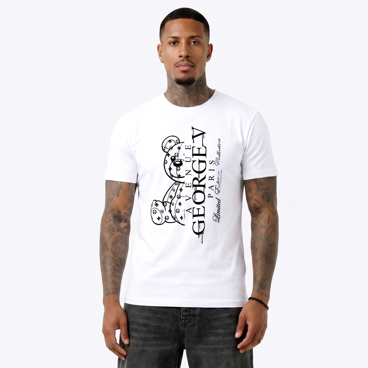 T-shirt George V "Bear Monogram — Blanc