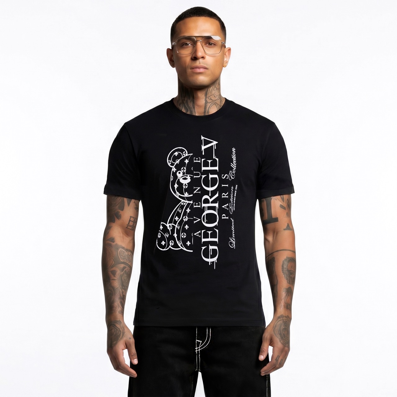 T-shirt George V "Bear Monogram — Noir