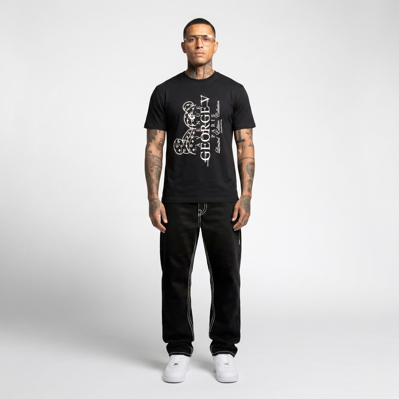 T-shirt George V "Bear Monogram — Noir