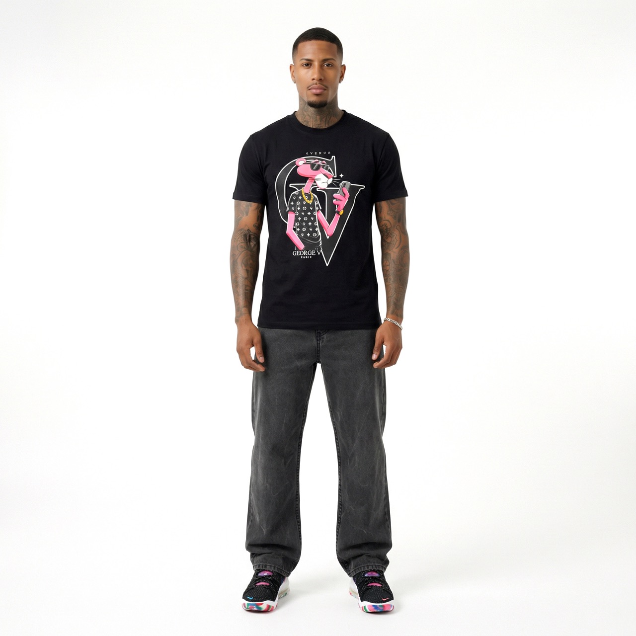 T-shirt  George V Pink Panther — Noir