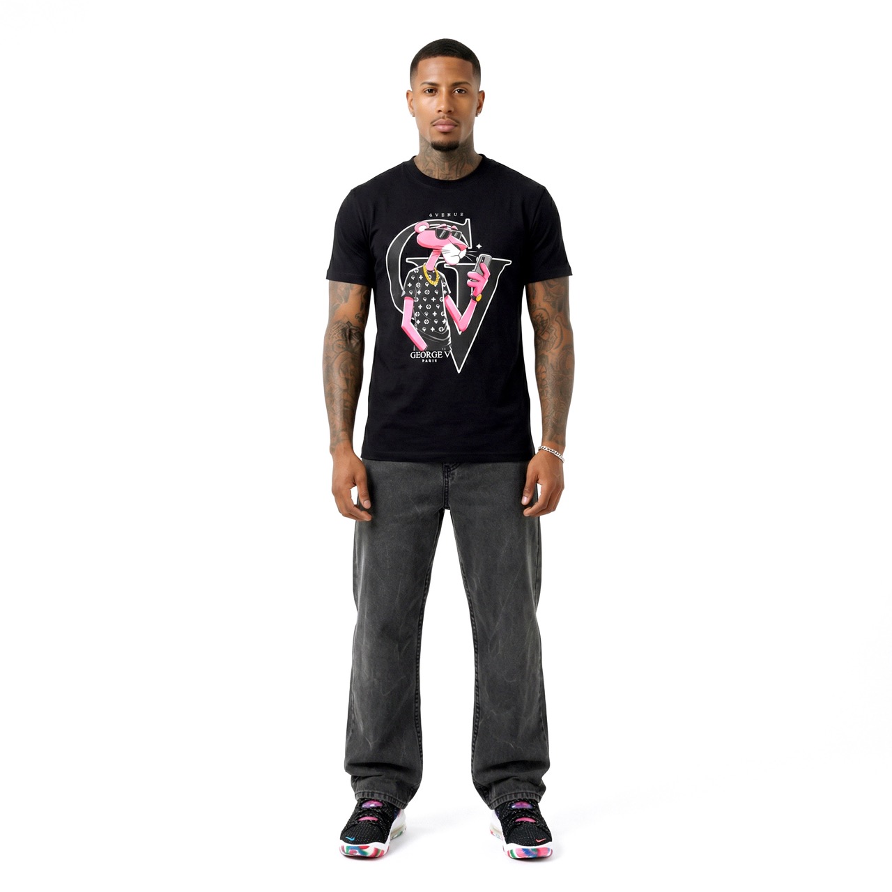 T-shirt  George V Pink Panther — Noir