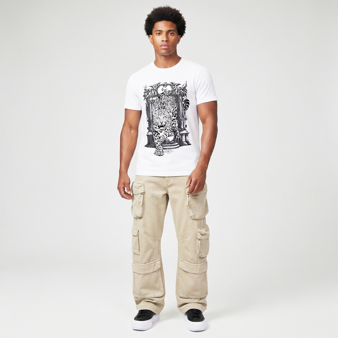 T-shirt George V "Leopard Baroque" — Blanc