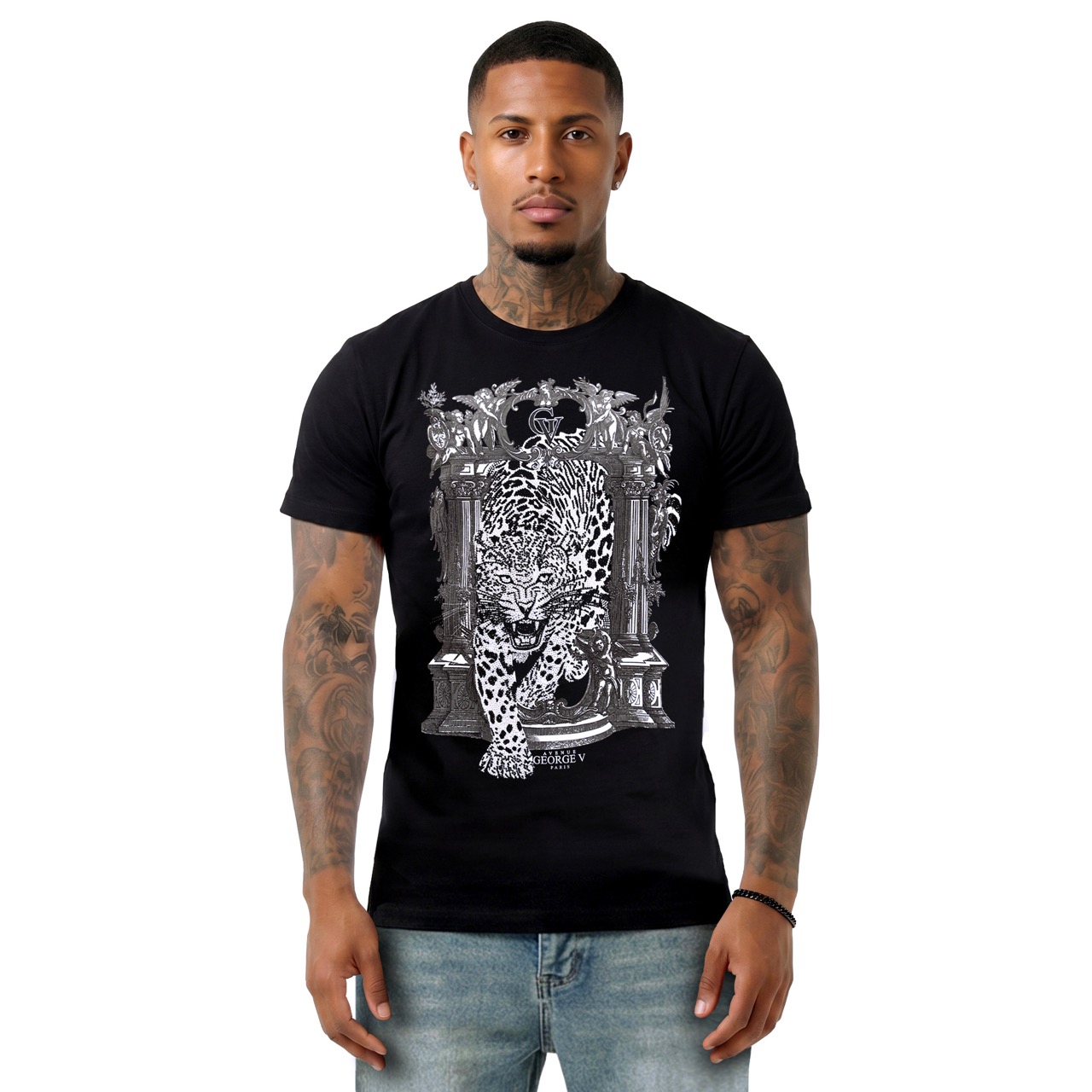 T-shirt George V "Leopard Baroque" — Noir