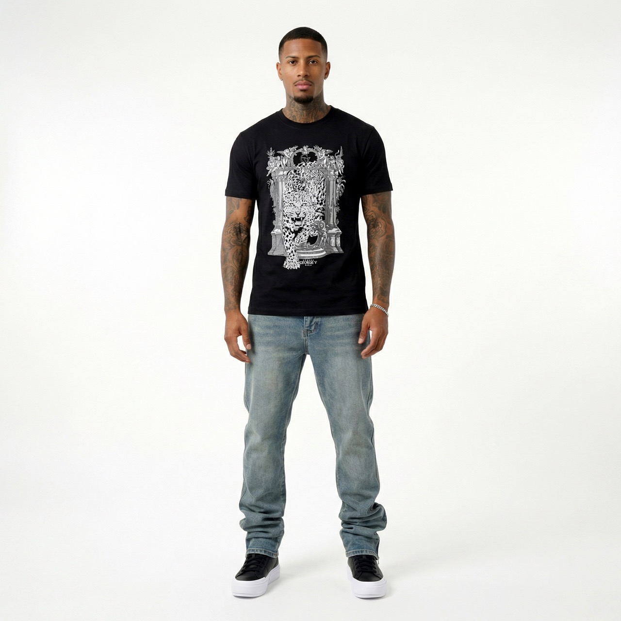 T-shirt George V "Leopard Baroque" — Noir