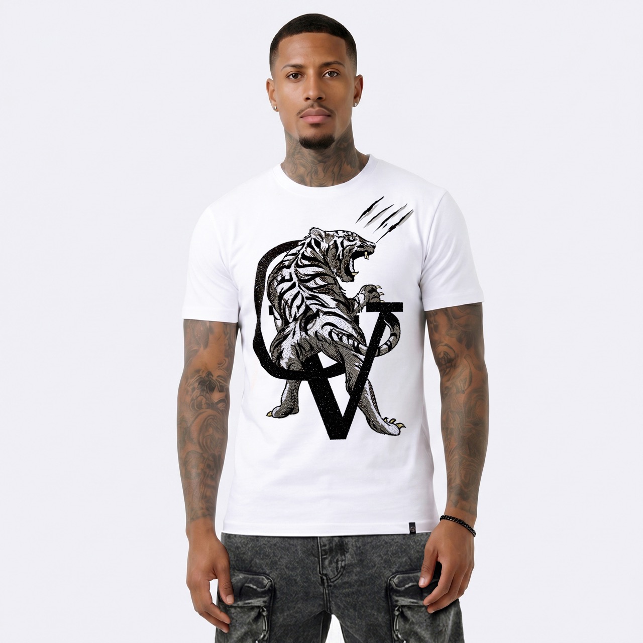 T-shirt George V "Tiger Scratch" — Blanc