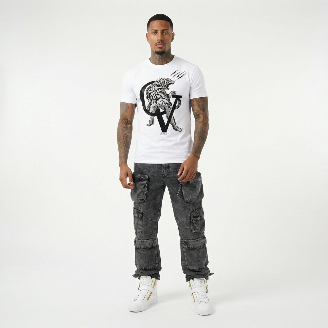 T-shirt George V "Tiger Scratch" — Blanc
