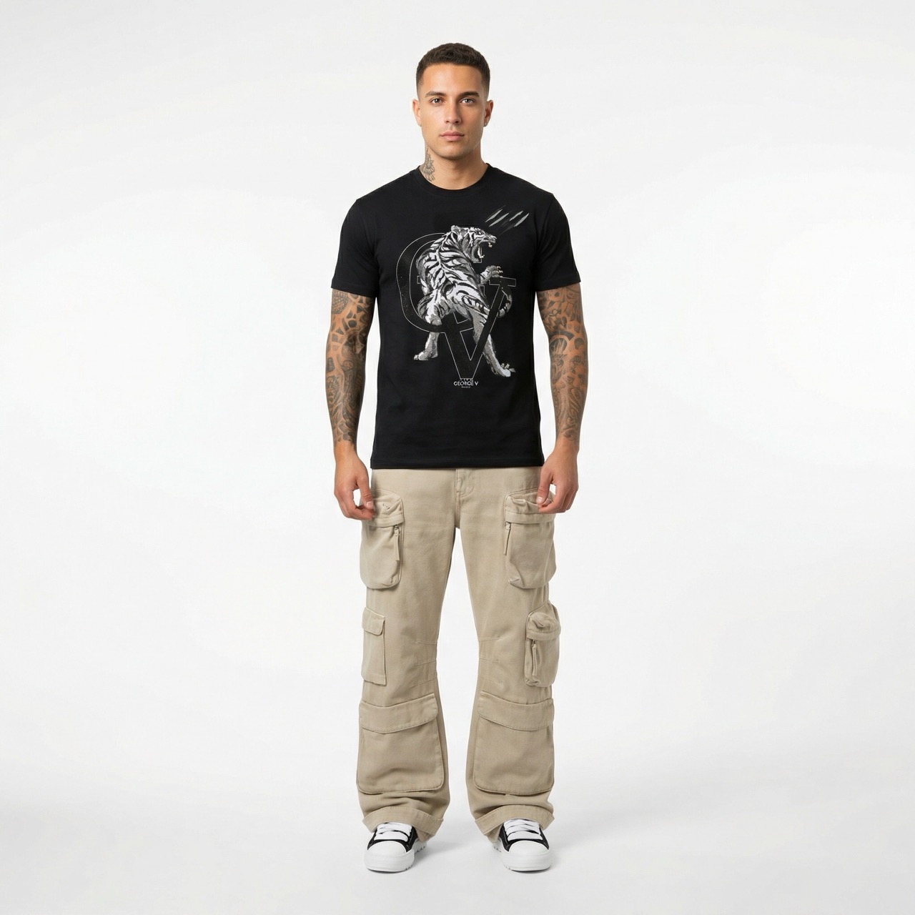T-shirt George V "Tiger Scratch" — Noir