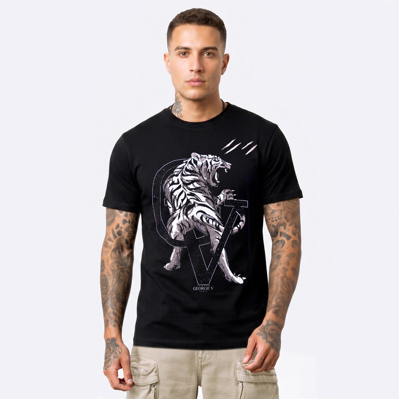 T-shirt George V "Tiger Scratch" — Noir