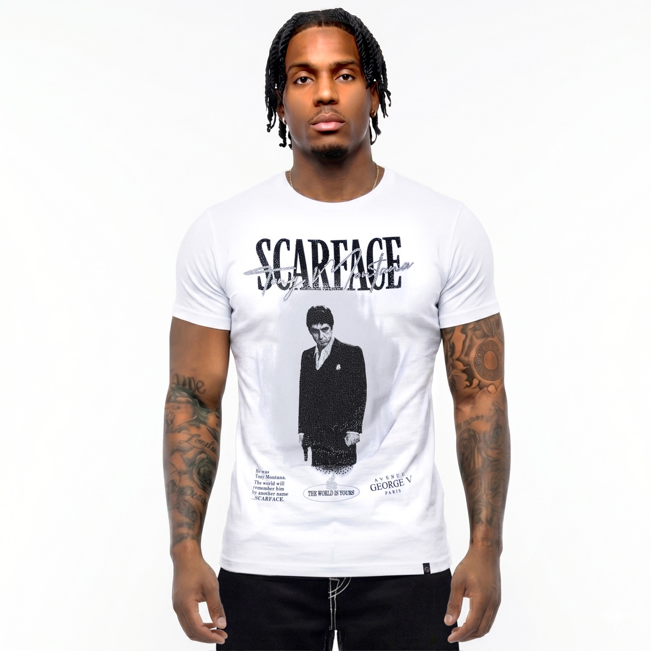 T-shirt George V "SCARFACE" — Blanc