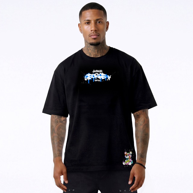 T-shirt George V "Bear Graffiti" — Noir