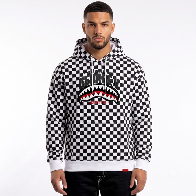 Hoodie George V "Monster Checker" — Blanc
