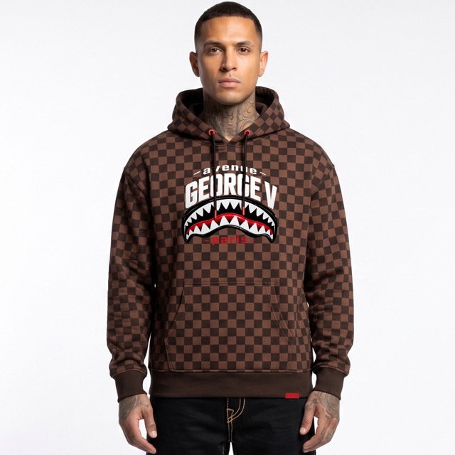 Hoodie George V "Monster Checker" — Marron