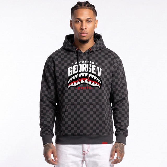 Hoodie George V "Monster Checker" — Noir